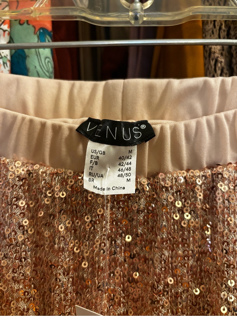 Venus Rose Gold Sequin Midi Skirt